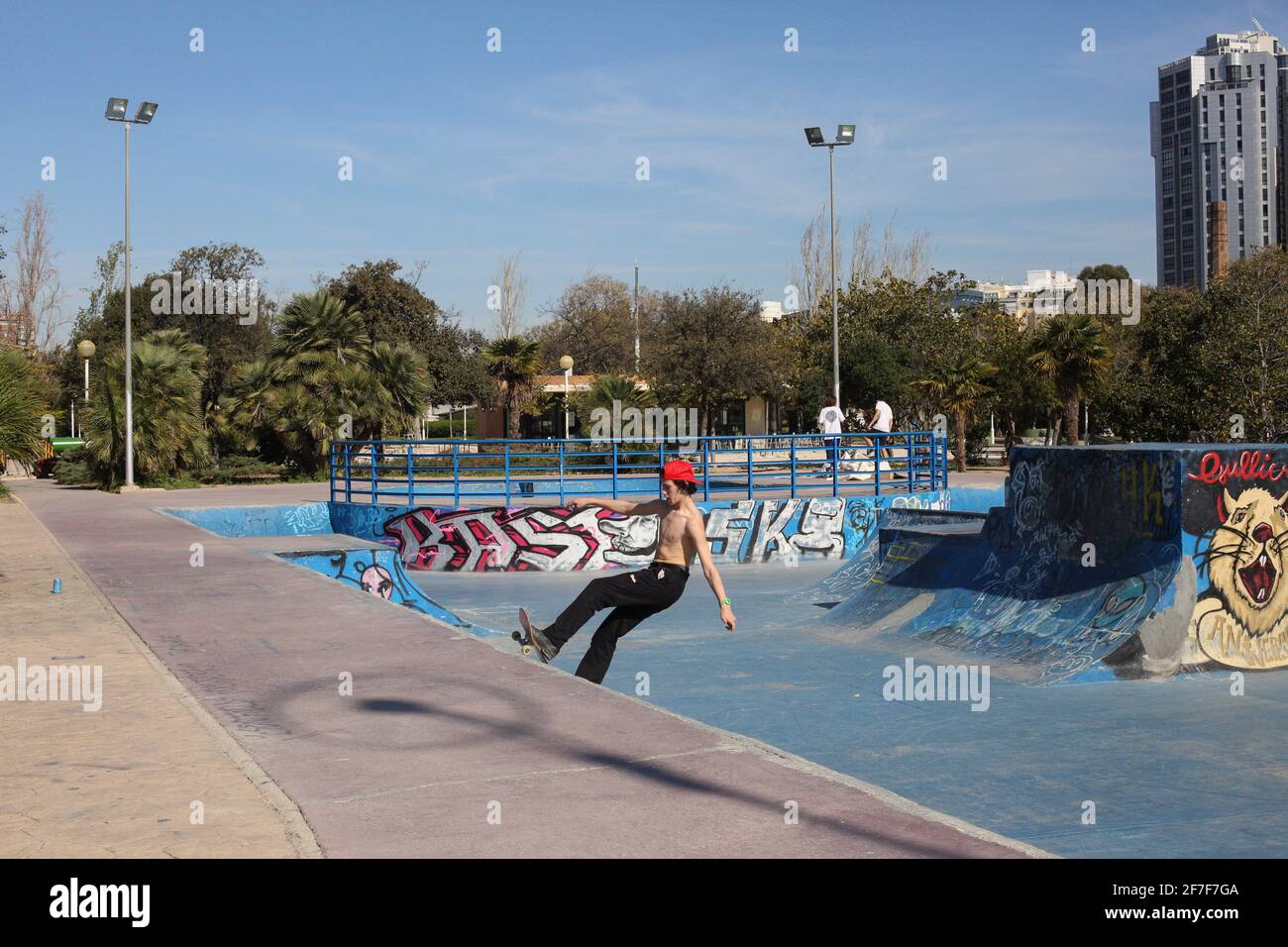 Urban skate boarder in  Valencia city in Spain Stock Photo