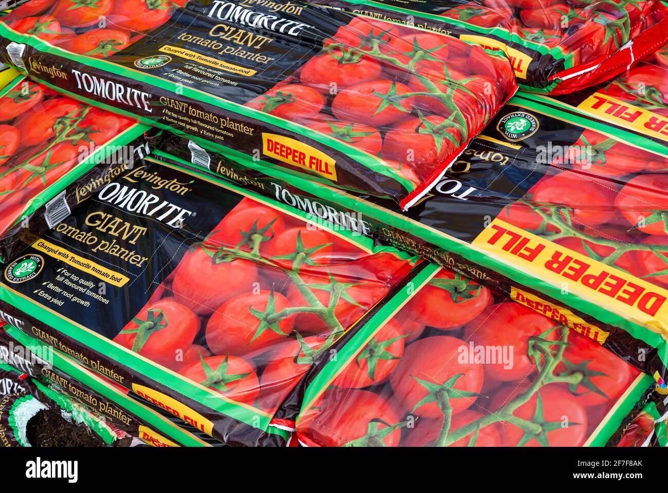 Bags of Levington Tomorite giant tomato planter grow bags stacked up