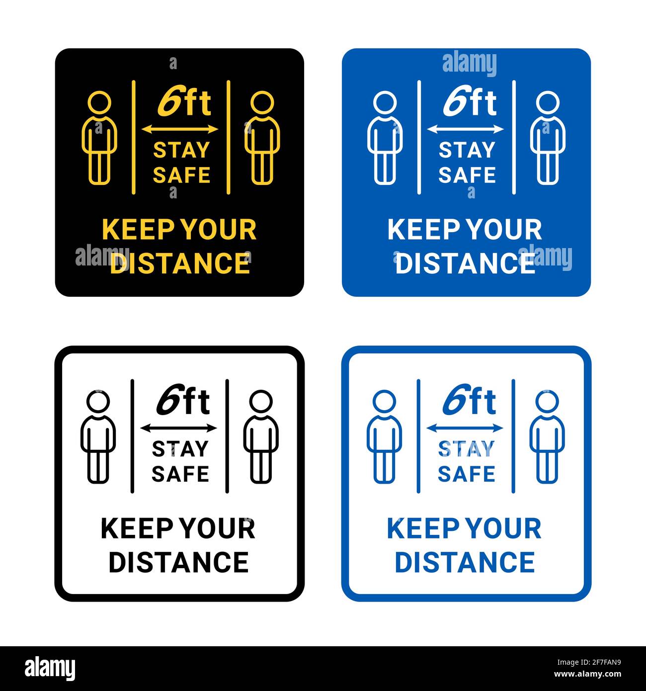 Keep Your Distance 6 ft or 6 Feet. Social Distancing  Instruction. Coronavirus concept vector. Stock Vector