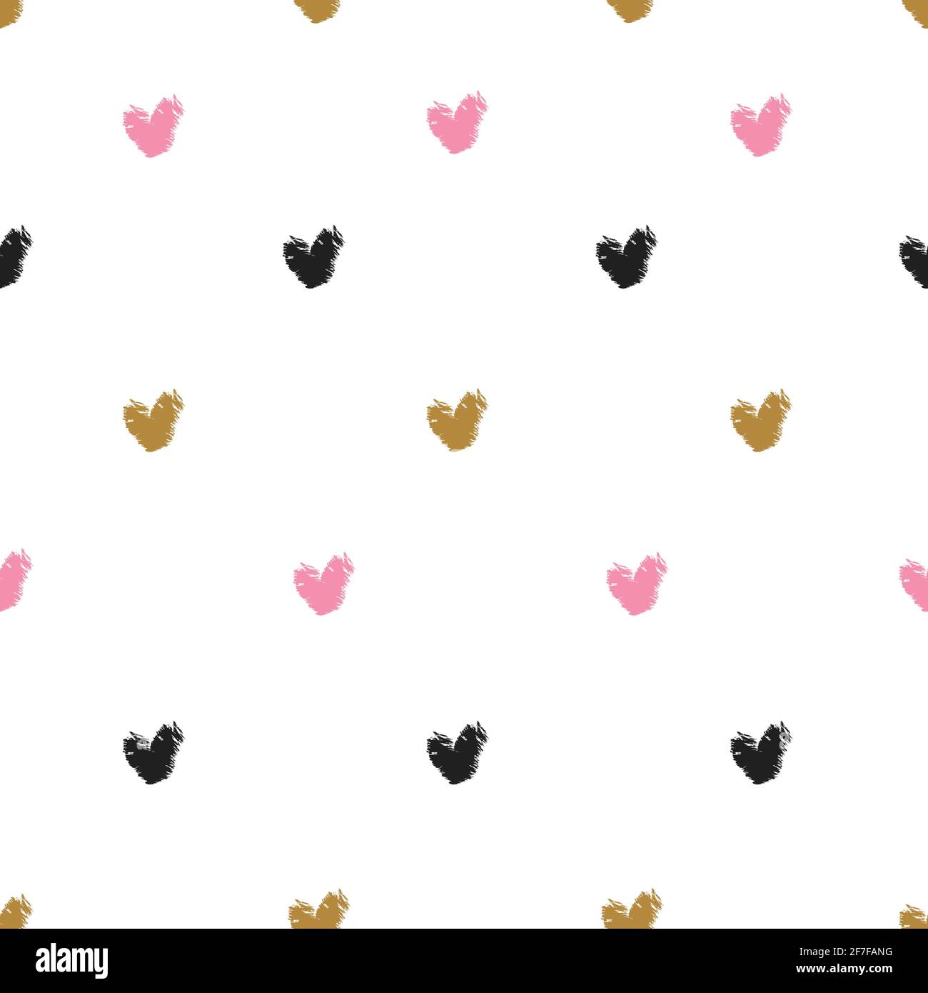 Cute Romantic Seamless Pattern of Hearts on White  Background. Vetor illustration. Mother's Day, Holiday, Wedding, Birthday,  Happy Valentine's Day. Stock Vector