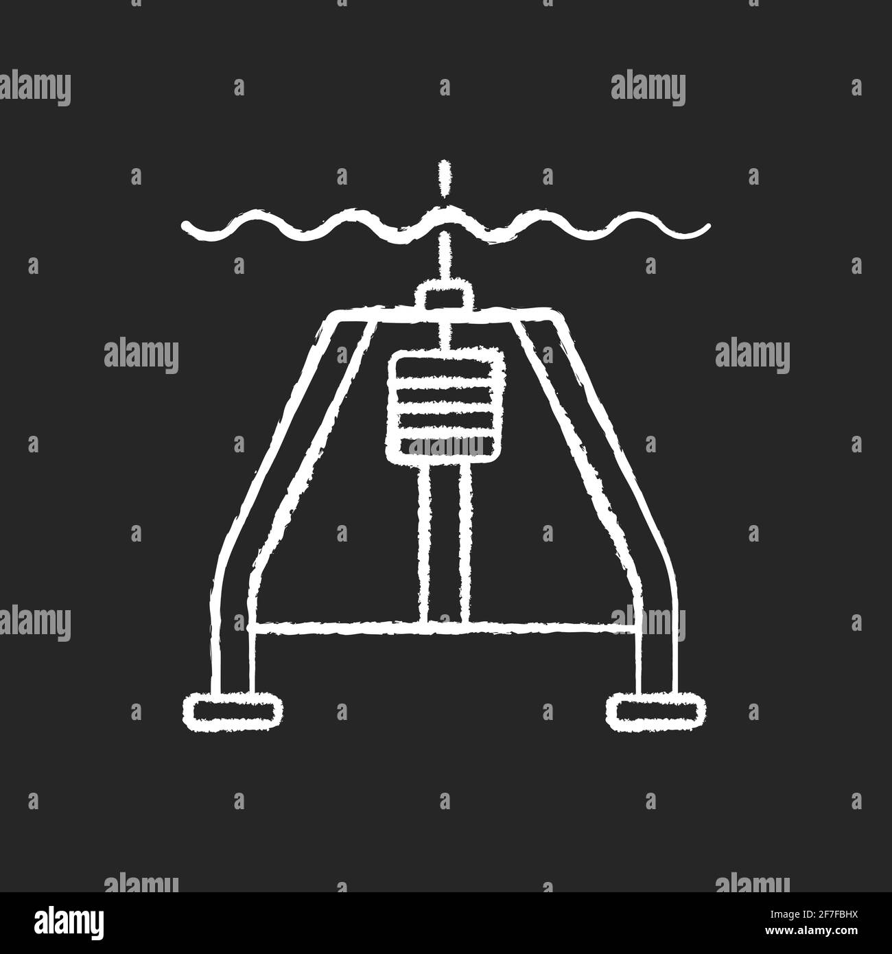Hydraulically damped gravity corer chalk white icon on black background Stock Vector