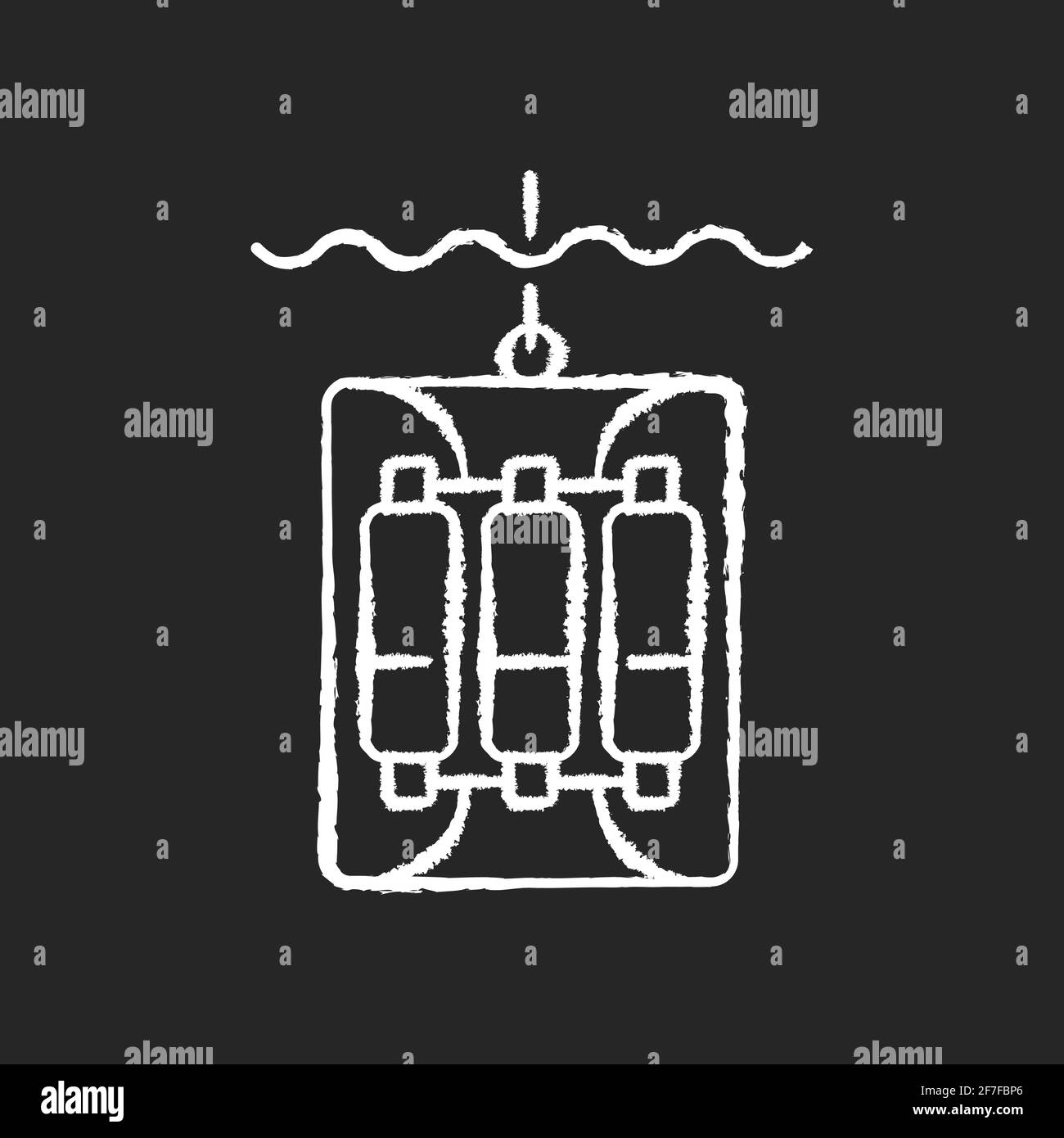 Water sampler chalk white icon on black background Stock Vector