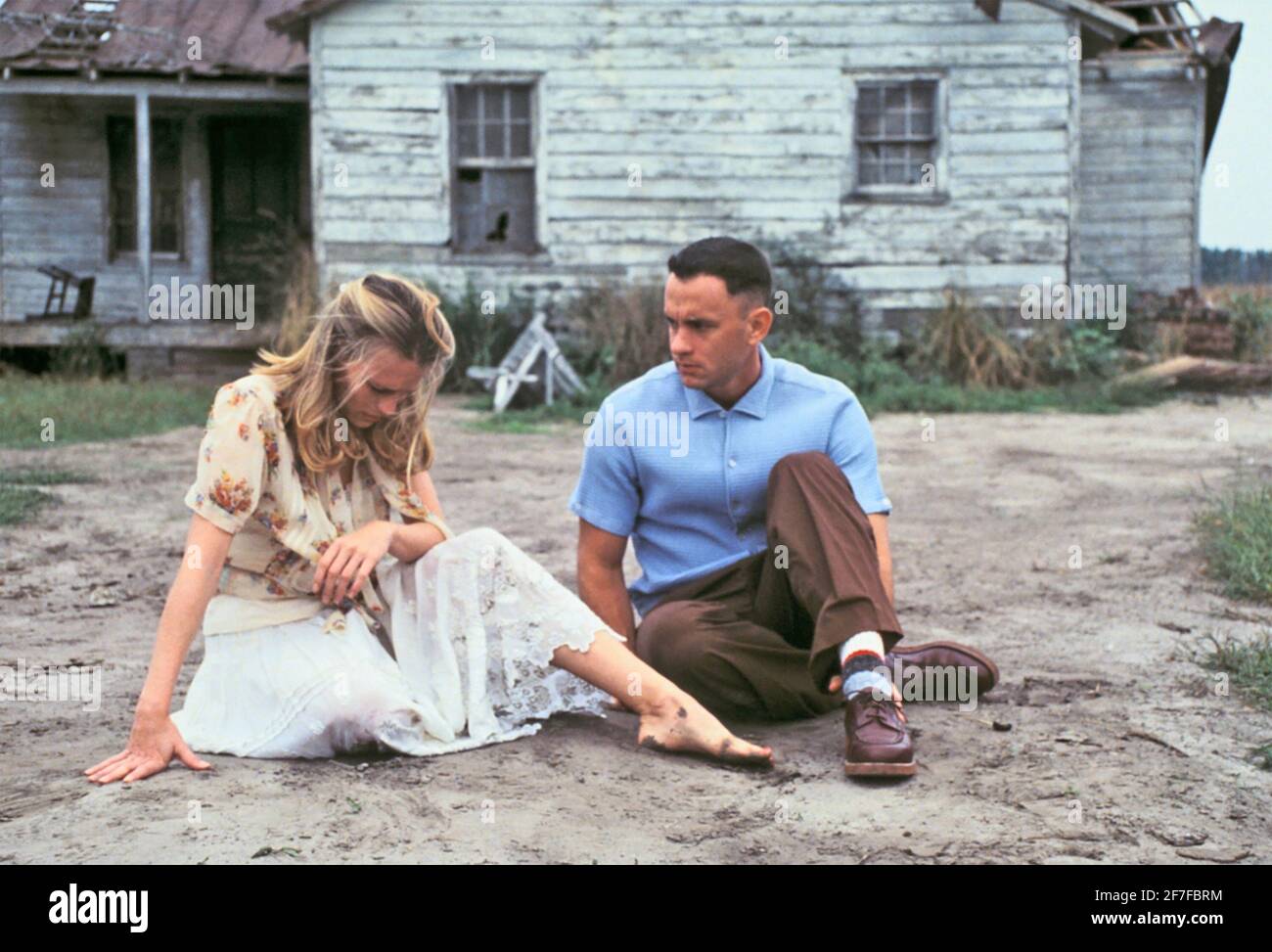 FOREST GUMP 1994 Paramount Pictures film with Tom Hanks and Robin Wright as Jenny Curran his childhood friend Stock Photo