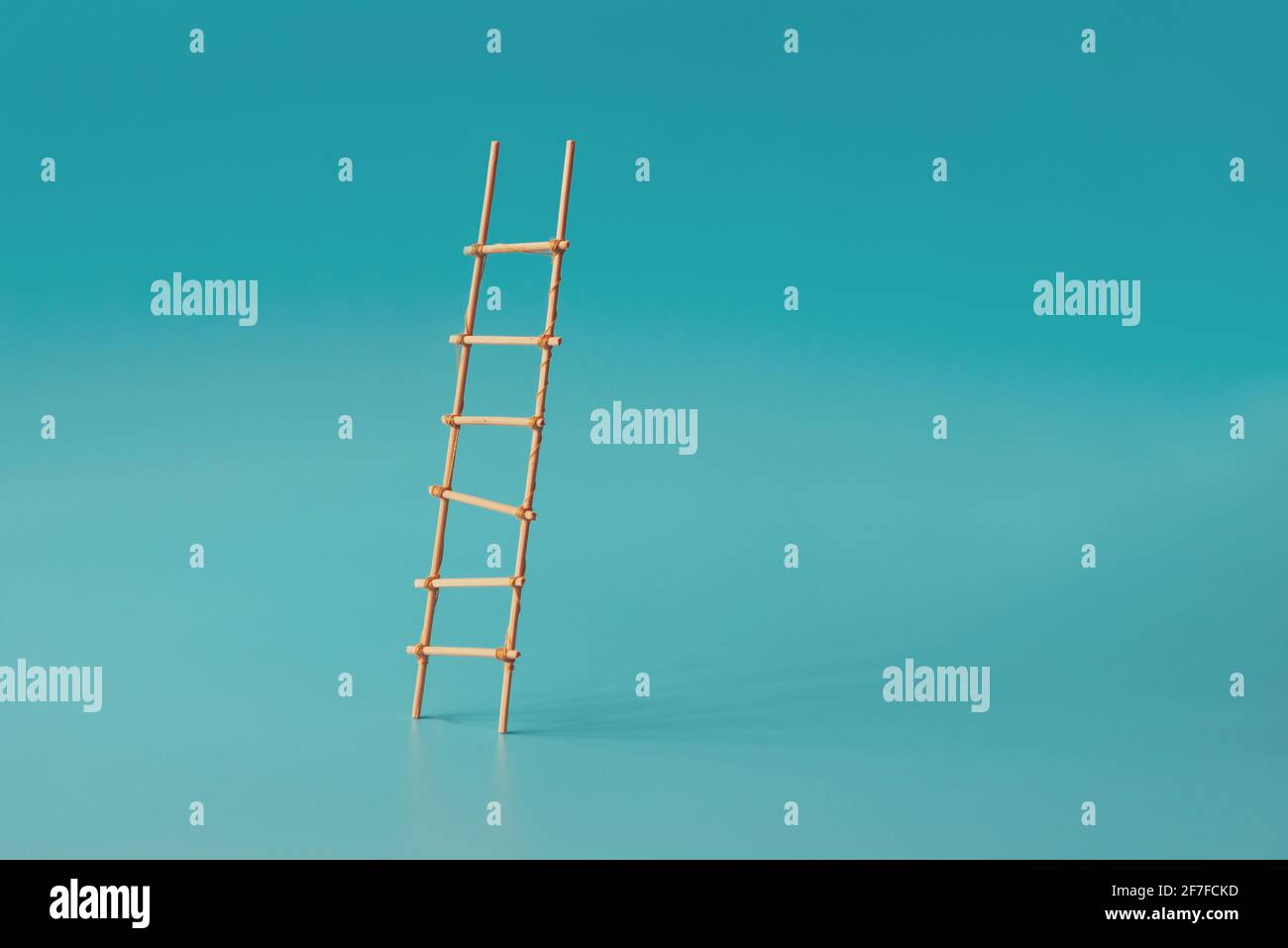 Stepladder into clouds on blue background. Growth or  development concept. Stock Photo