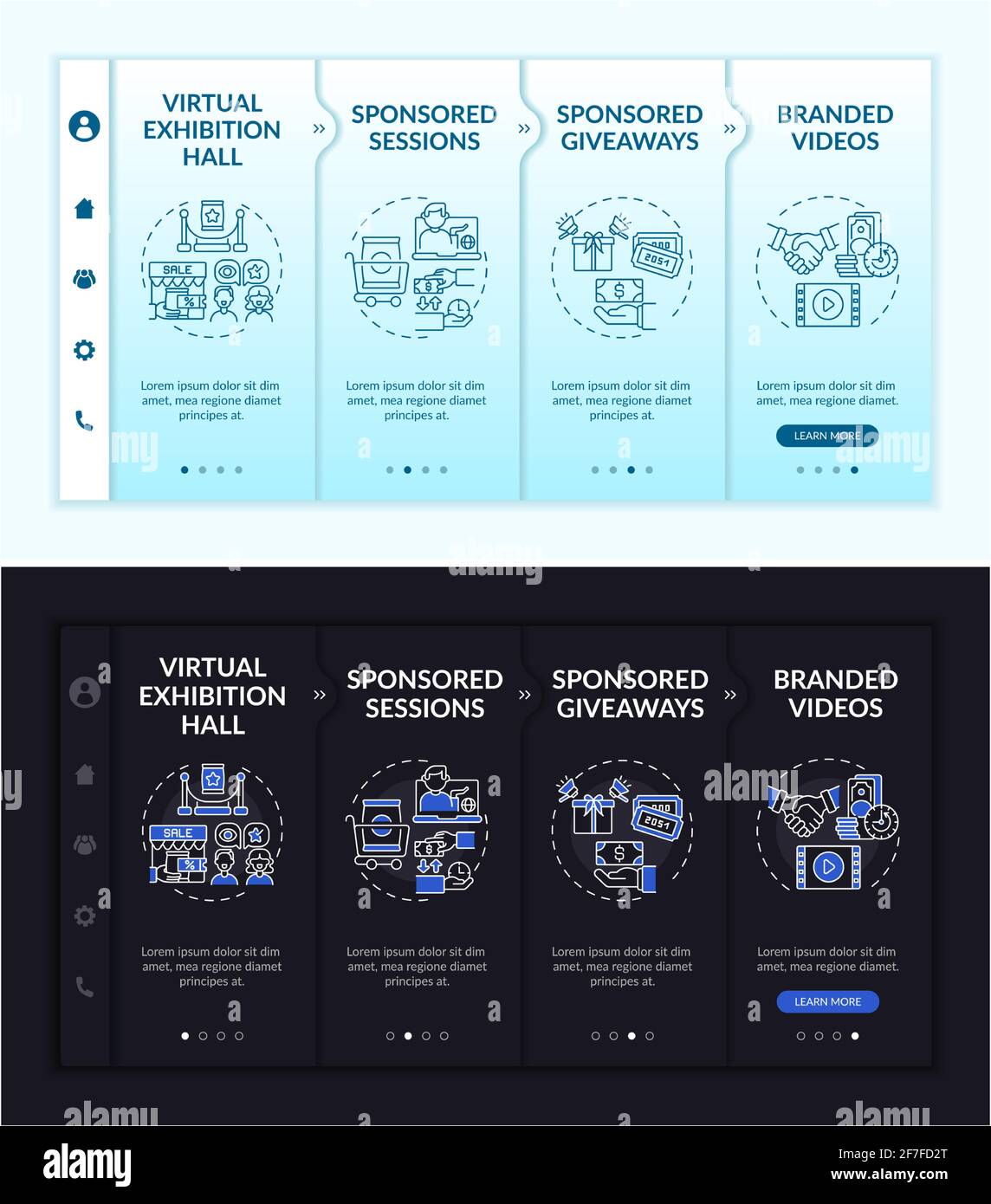 Sponsored online gatherings onboarding vector template Stock Vector