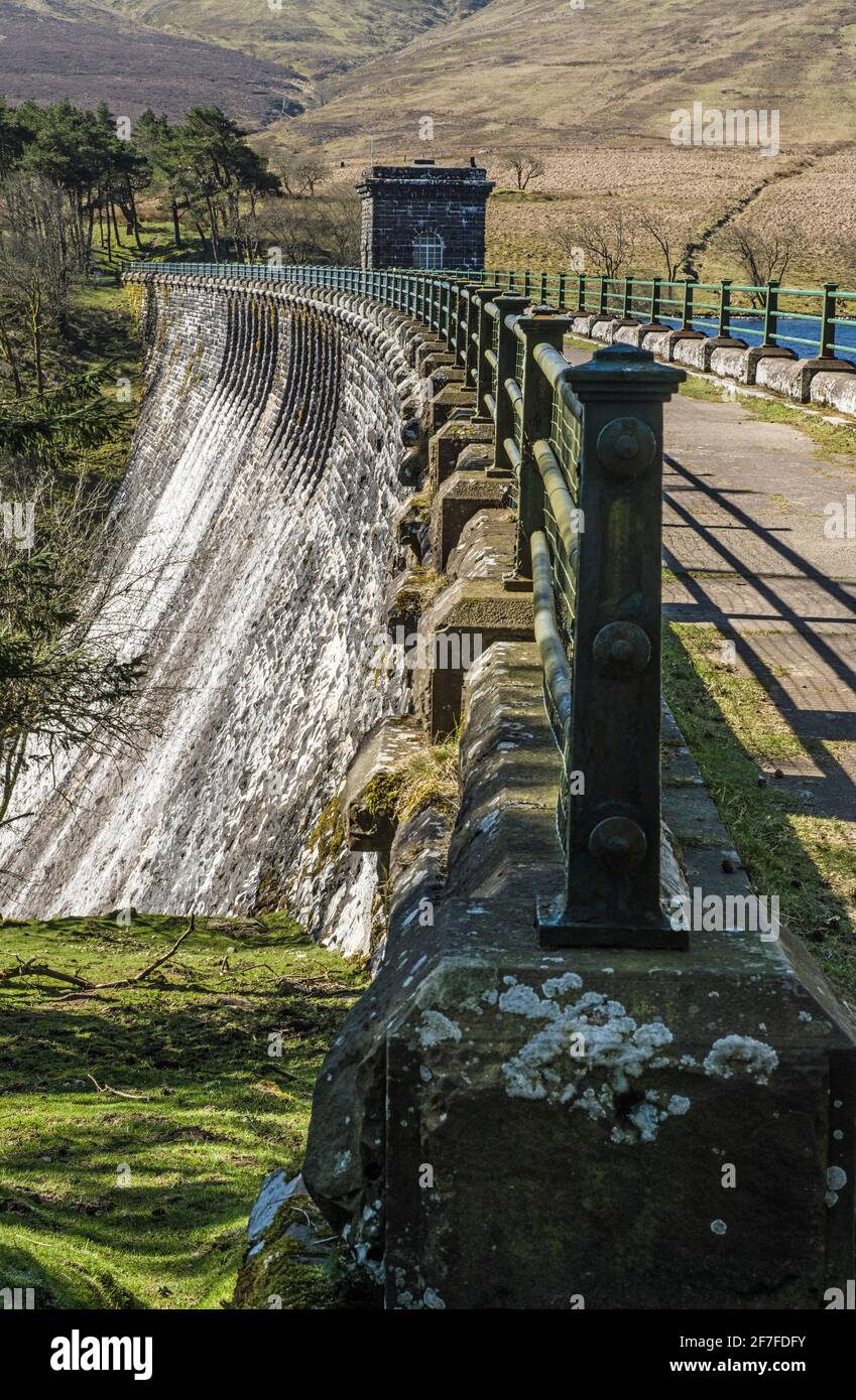 The dam of the now disused Grwyne Fawr Reservoir Black Mountains Stock Photo