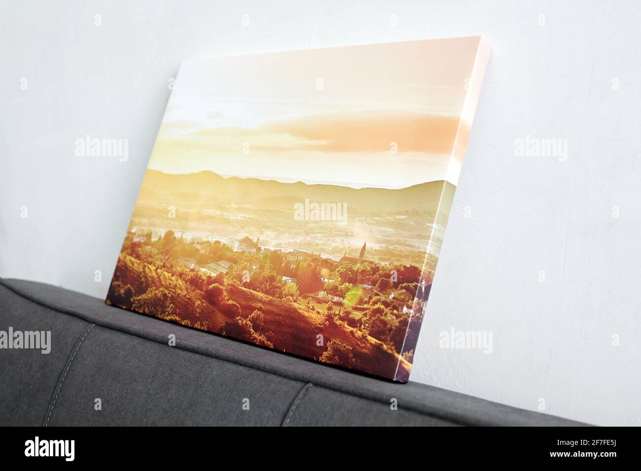 Canvas print stretched on stretcher bar with gallery wrap, landscape