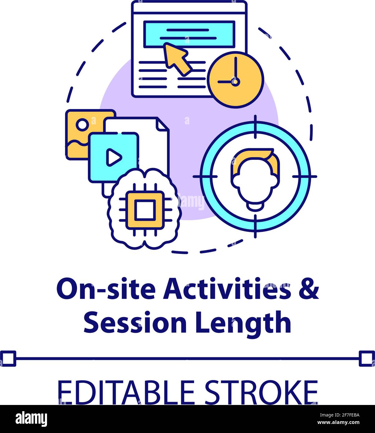 On site activities and session length concept icon Stock Vector Image ...