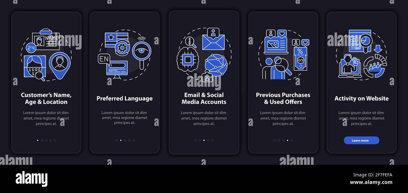 Smart content analytics criteria onboarding vector template Stock Vector