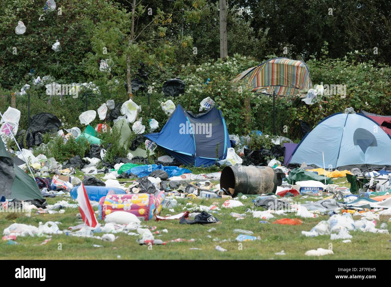 Rubbish And Abandoned Tents Left Behind After The Annual Reading Music Festival Little John S