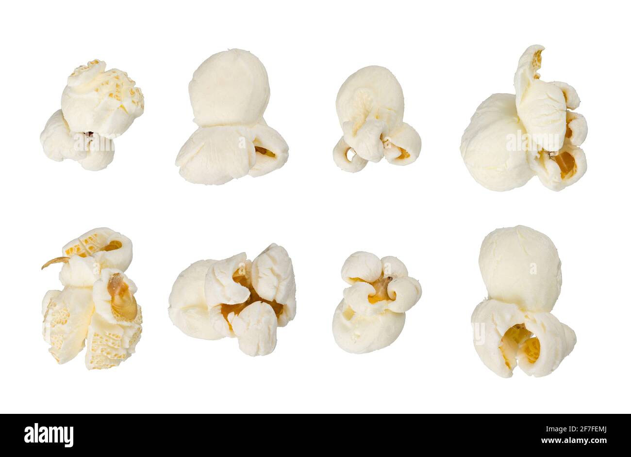 Popcorns collection isolated on white background Stock Photo