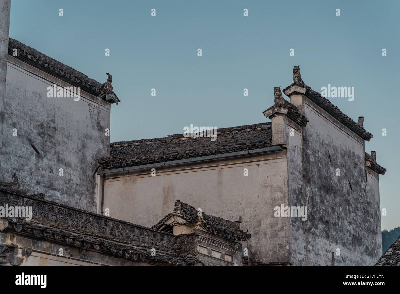 Hongcun village, a historic ancient village in Anhui province, China, at sunset time. Stock Photo