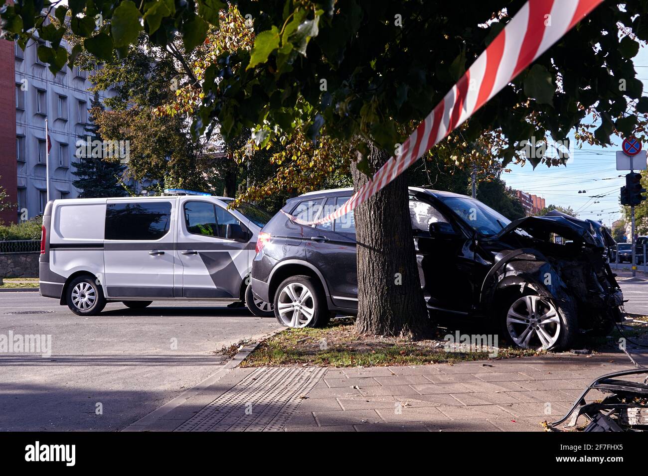 August 18, 2020, Riga, Latvia: car after accident on a road because of ...