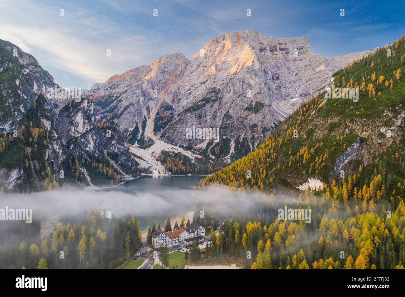 Lago di Braies in the Italian Dolomites, Trento-Alto Adige, Italy, Europe Stock Photo