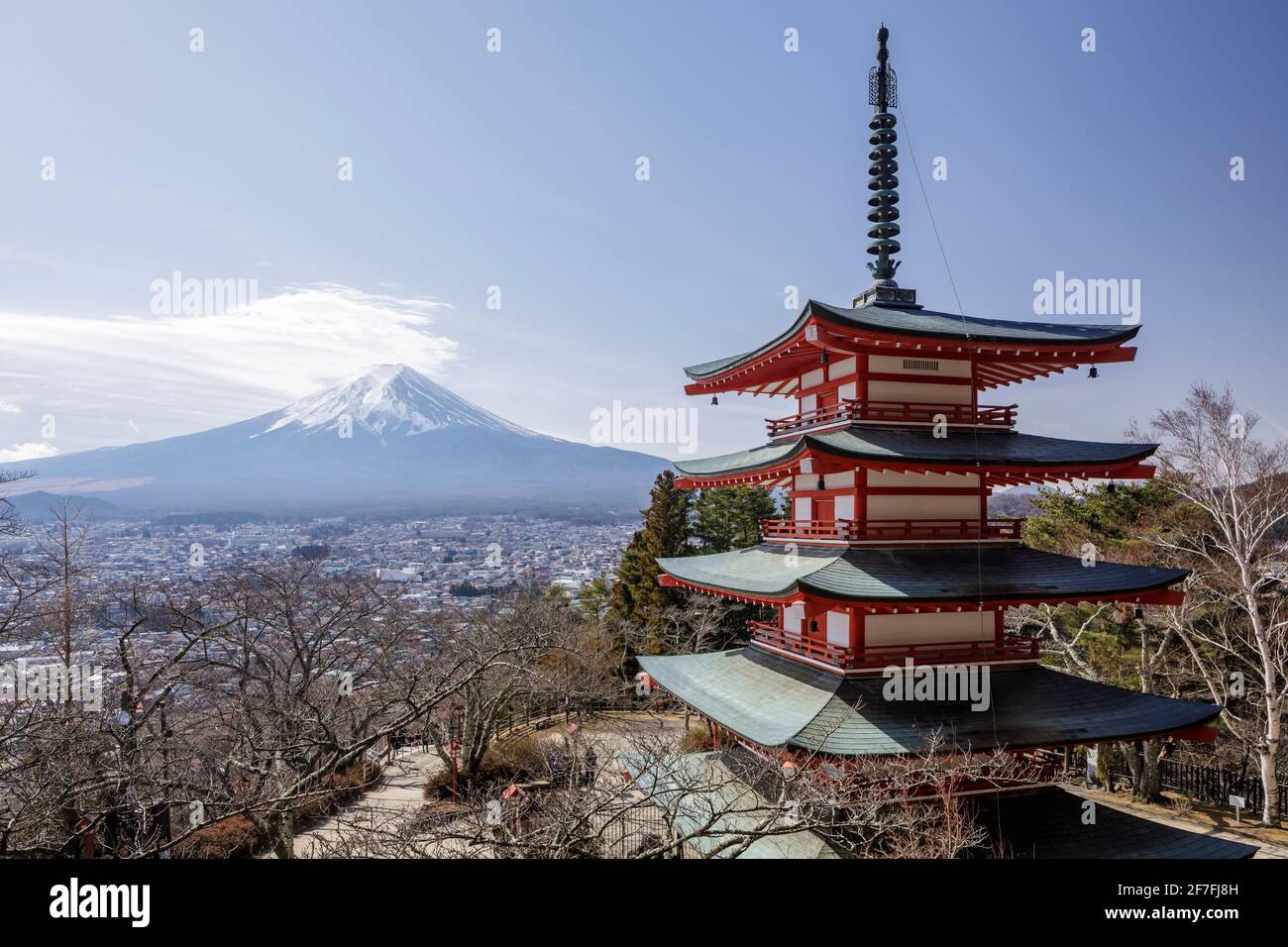 The Chureito Pagoda and Mount Fuji, Honshu, Japan, Asia Stock Photo