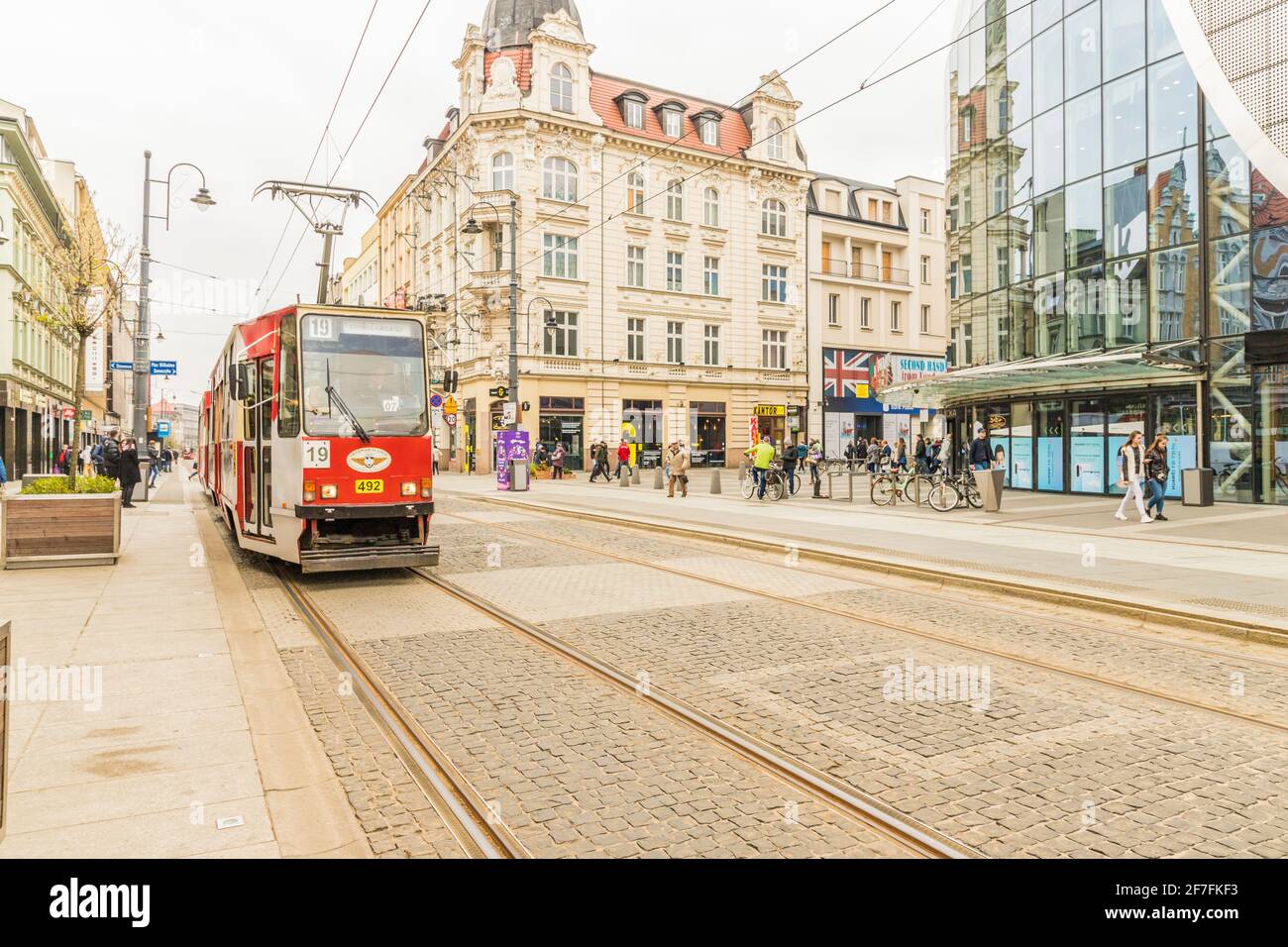 A tram in Katowice, Silesian, Poland, Europe Stock Photo