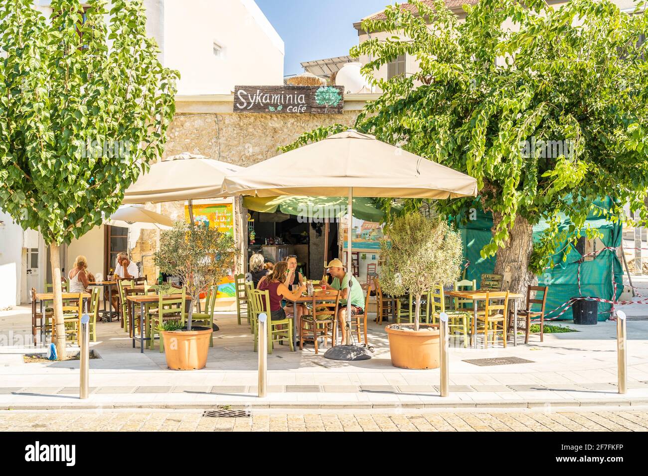 Restaurant and cafe scene in Paphos, Cyprus, Europe Stock Photo