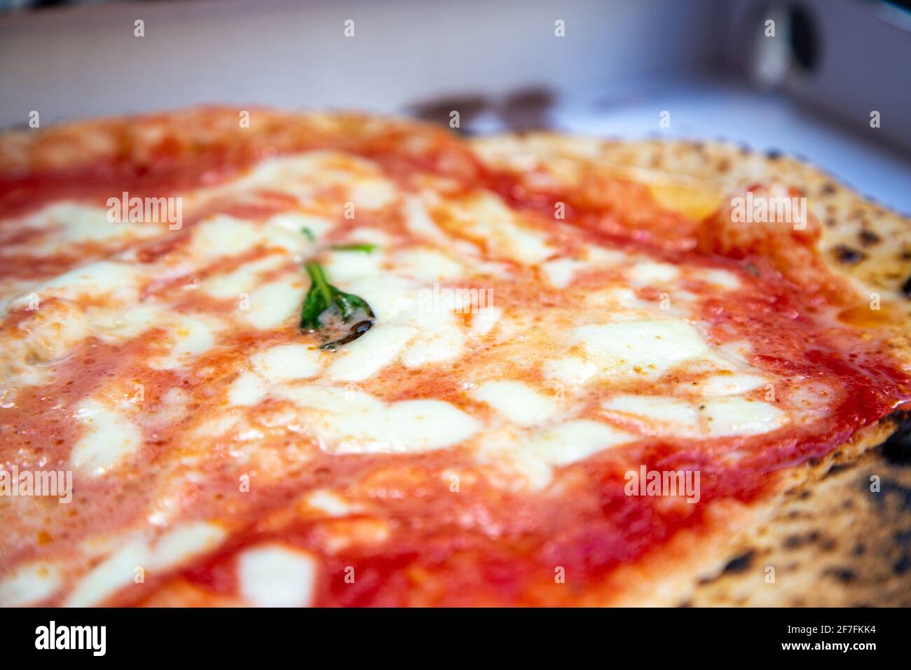 Pizza Margherita close up. Pizza napoletana from Naples, Italy Stock