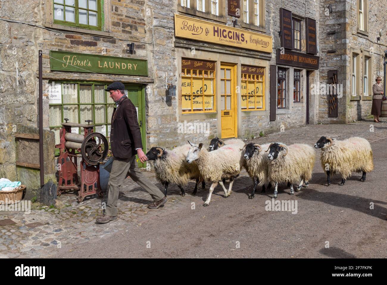 Grassington, UK. 7th April 2021. Filming for the second series of the Channel 5 re-make of All Creatures Great and Small takes place in village of Grassington in the Yorkshire Dales Nation Park. (Credit: Tom Holmes Photography / Alamy Live News) Stock Photo