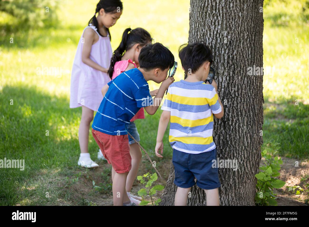 Happy children playing in park Stock Photo - Alamy