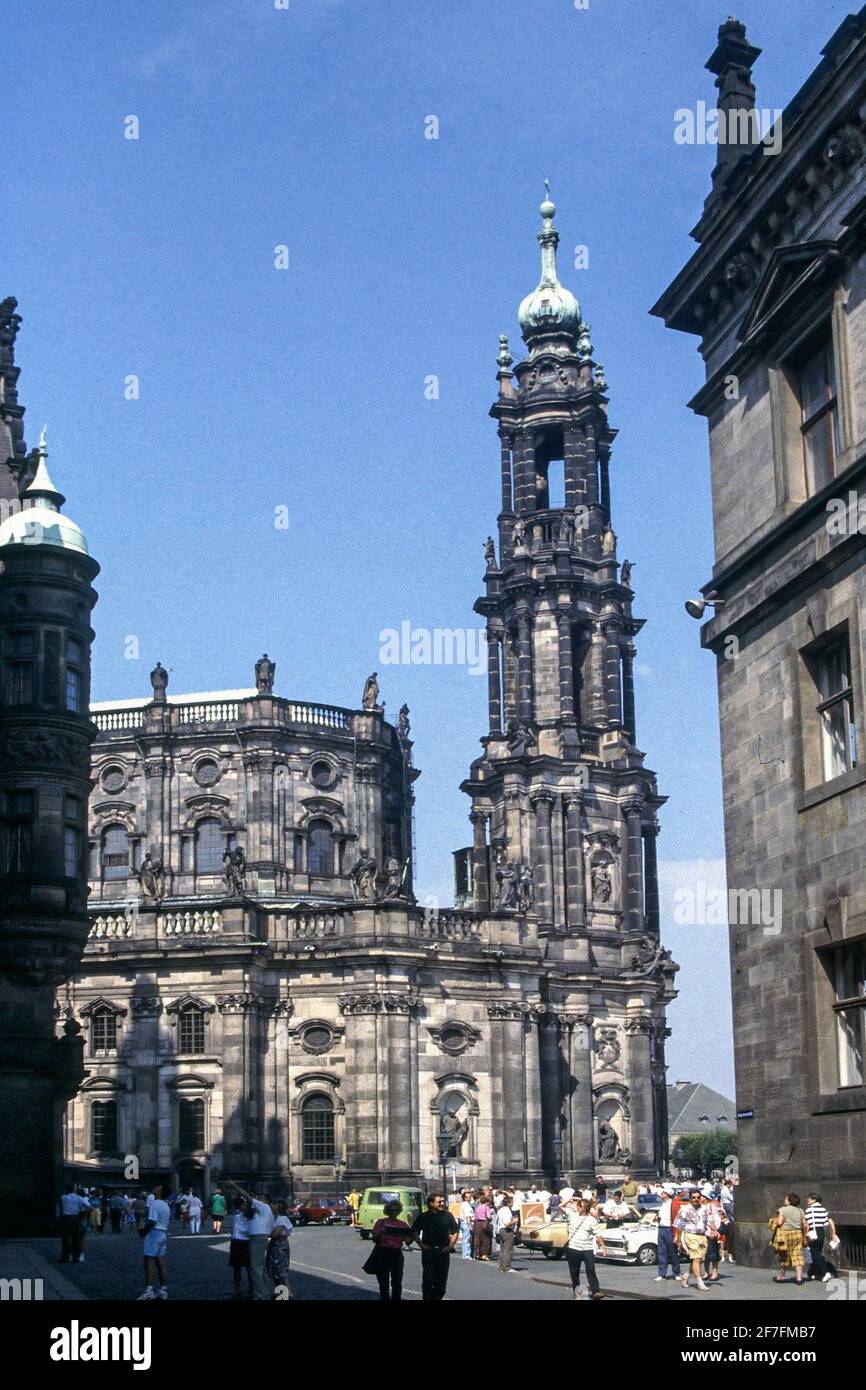 The Katholische Hofkirche in Dresden 1990 Stock Photo