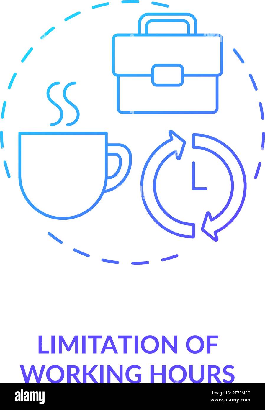 Limitation of working hours blue gradient concept icon Stock Vector