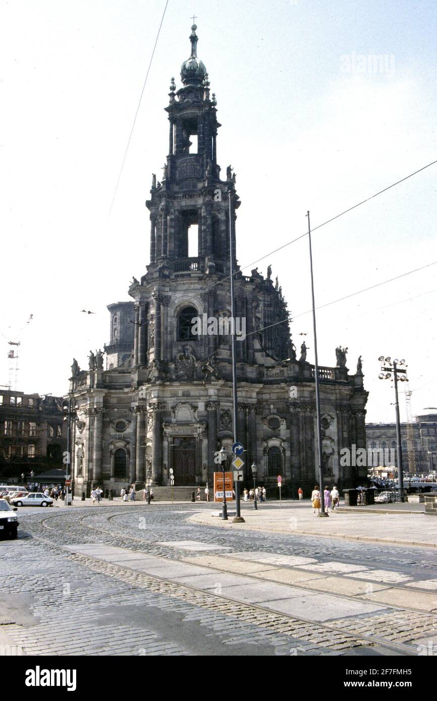 The Katholische Hofkirche, Dresden 1990 Stock Photo