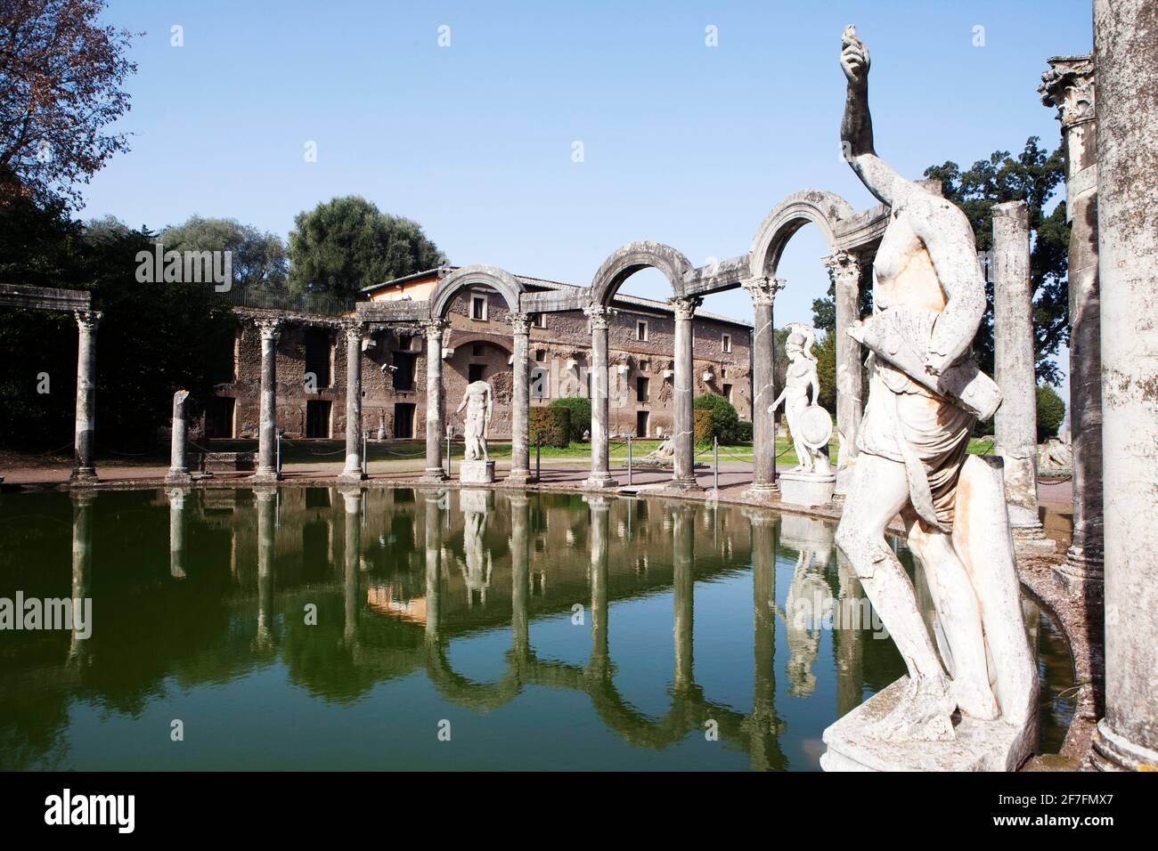 Canopus pool, Villa Adriana (Hadrian's Villa), UNESCO World Heritage Site, Tivoli, Lazio, Italy, Europe Stock Photo