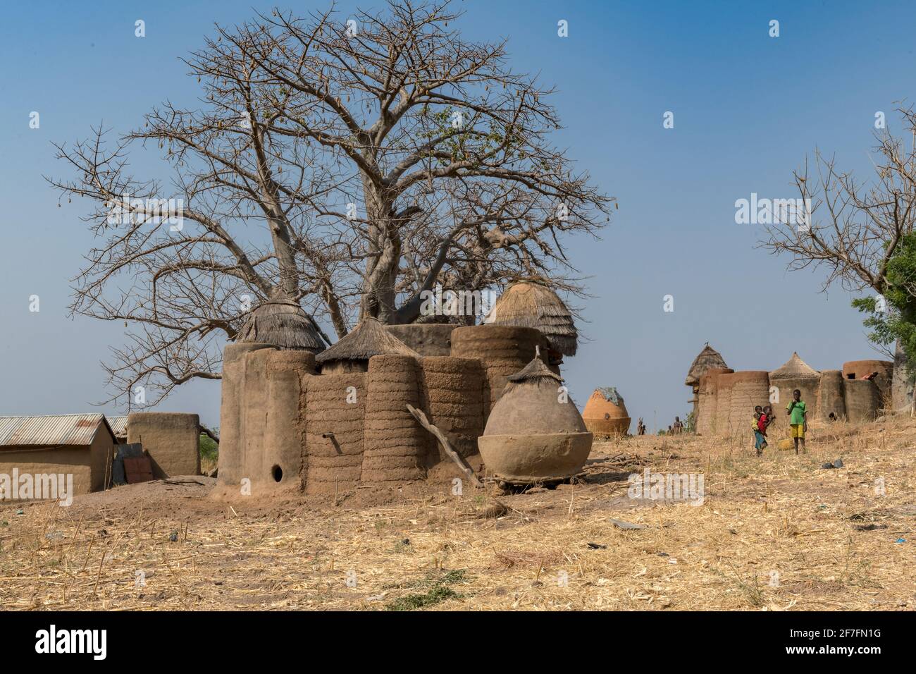 Earth tower house, called takienta, of Batammariba people in Koutammakou region, La Kara, Togo, West Africa, Africa Stock Photo