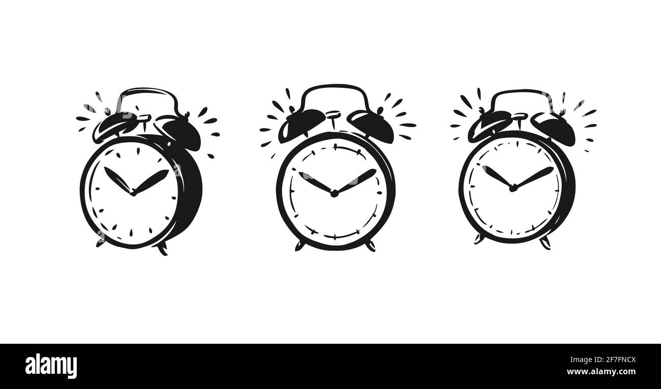Alarm clock ringing symbol. Deadline, time icon vector illustration Stock Vector