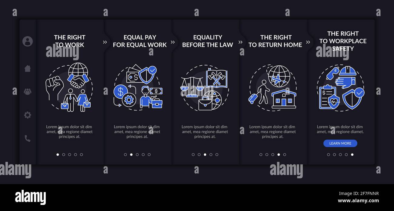 Immigrant worker rights onboarding vector template Stock Vector