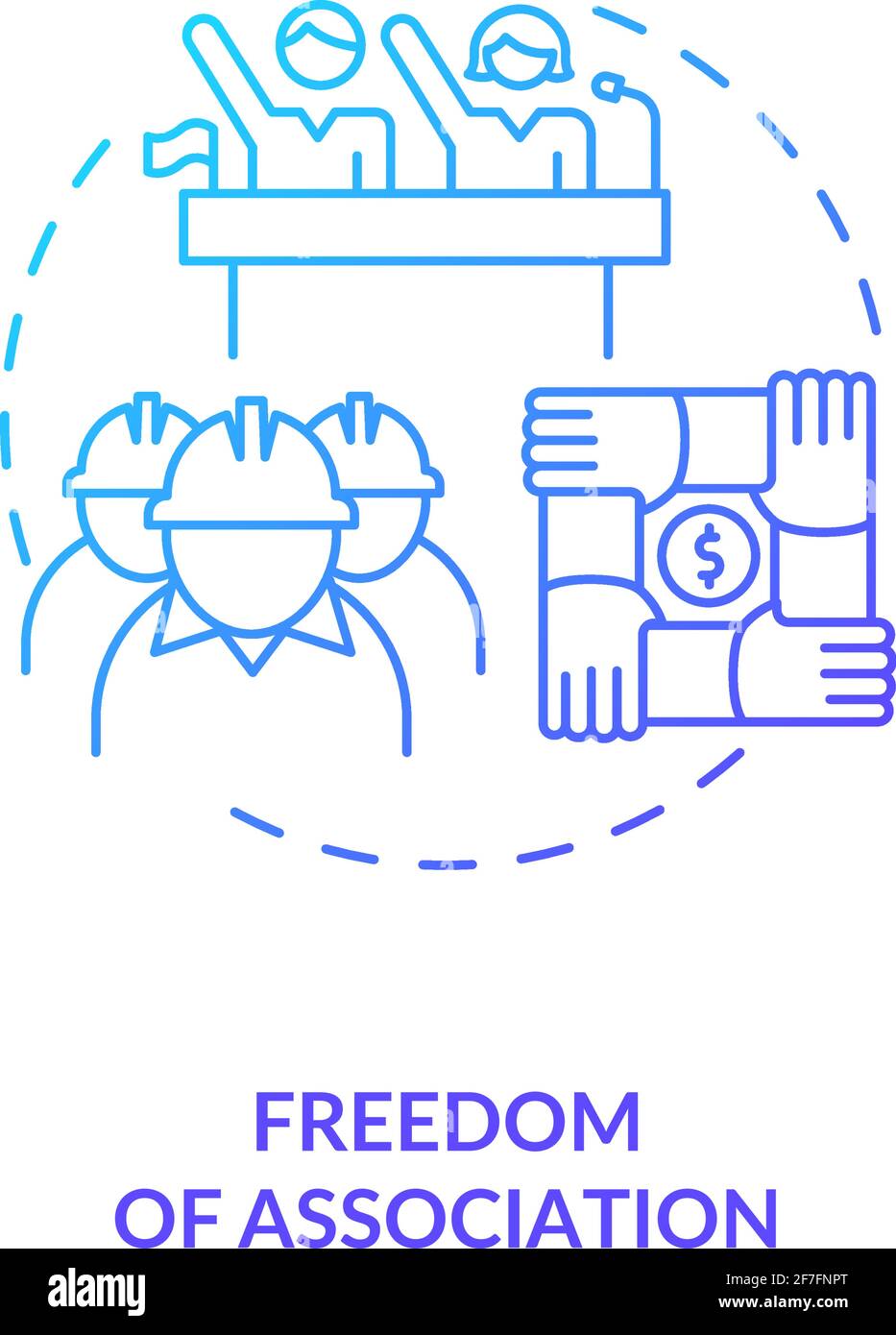 Freedom of association dark blue gradient concept icon Stock Vector