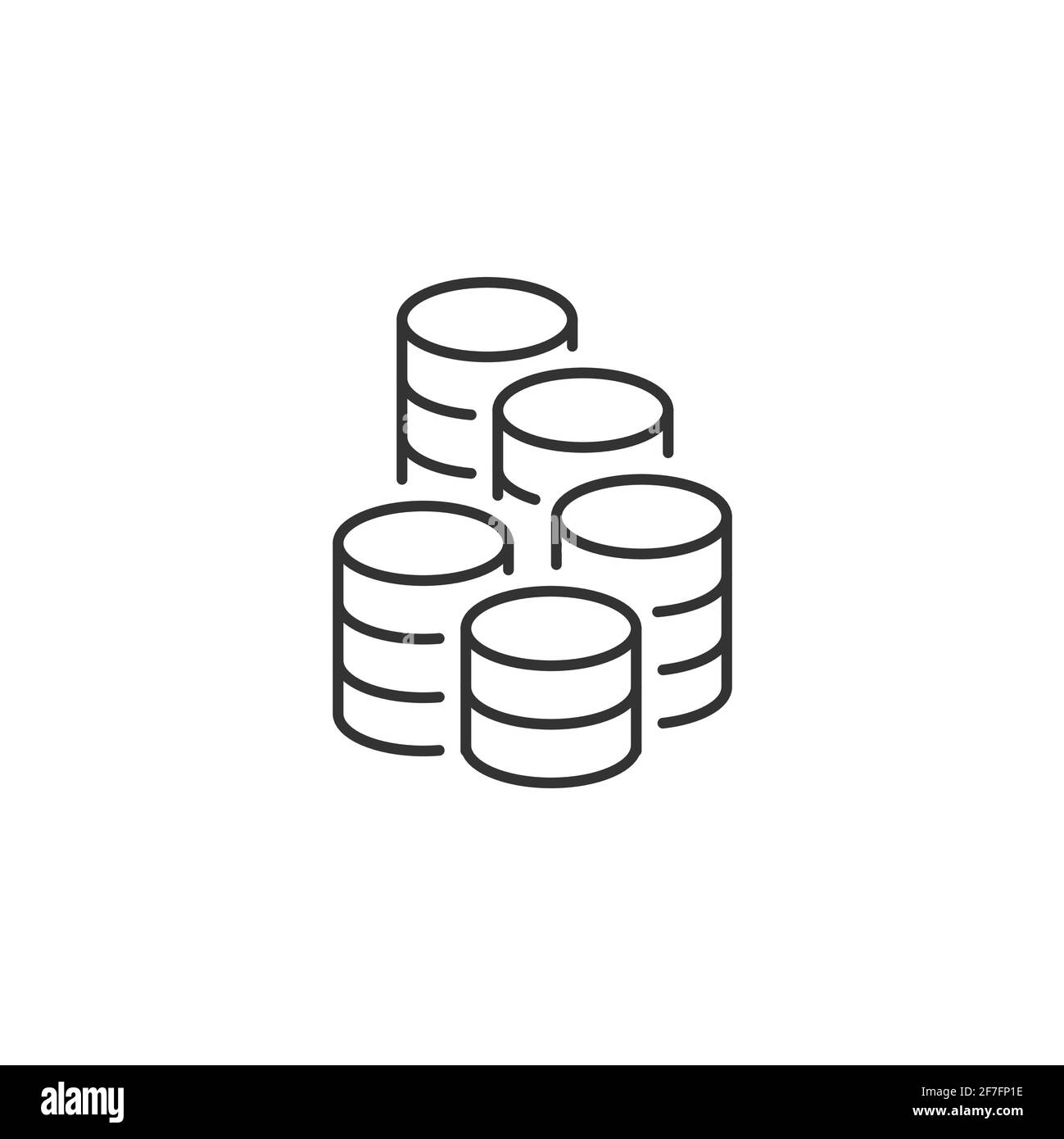 Coins Stack Related Vector Line Icon. Stock Vector
