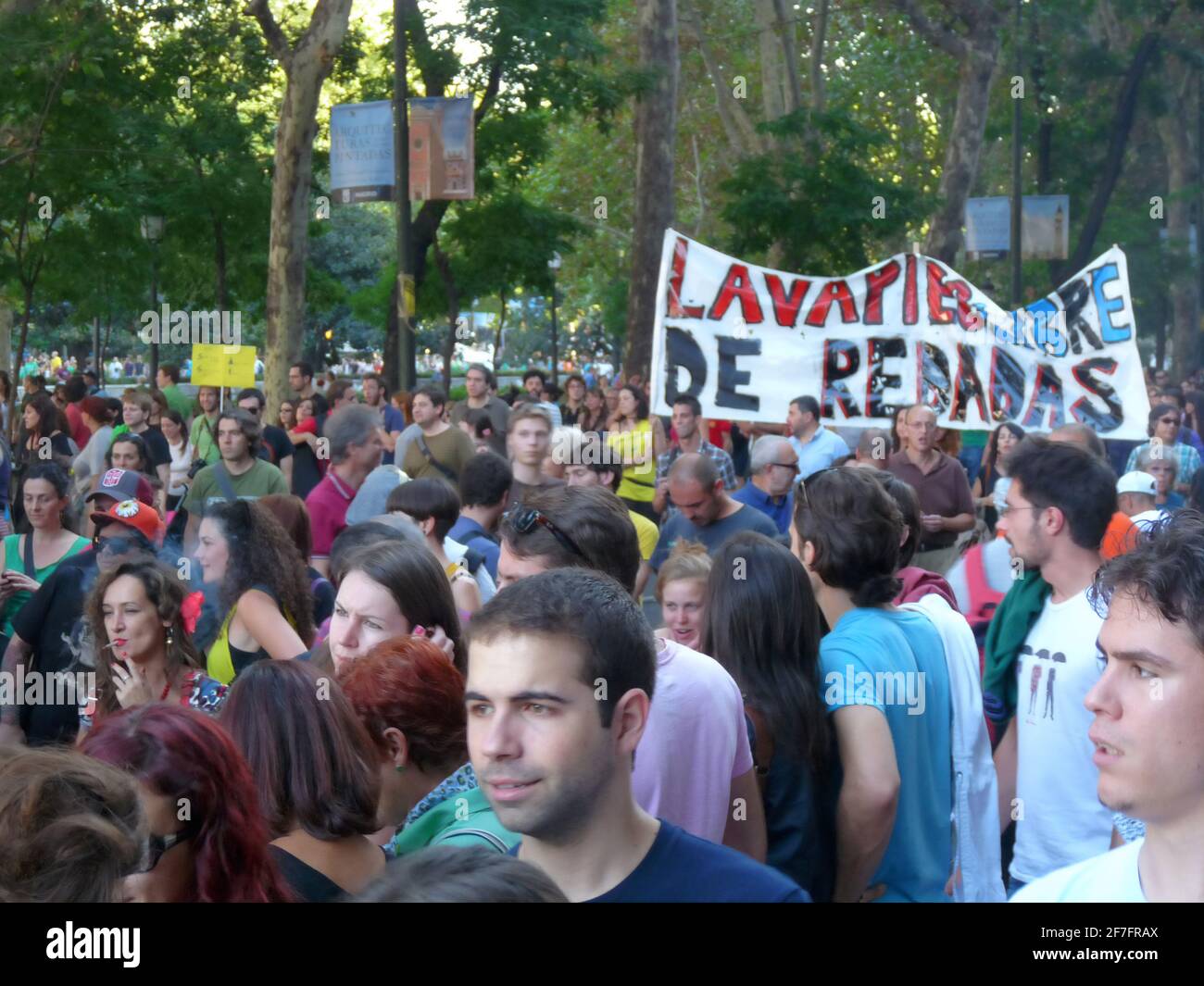Madrid, Spain; October 15 2011. Massive demonstration in Madrid during ...