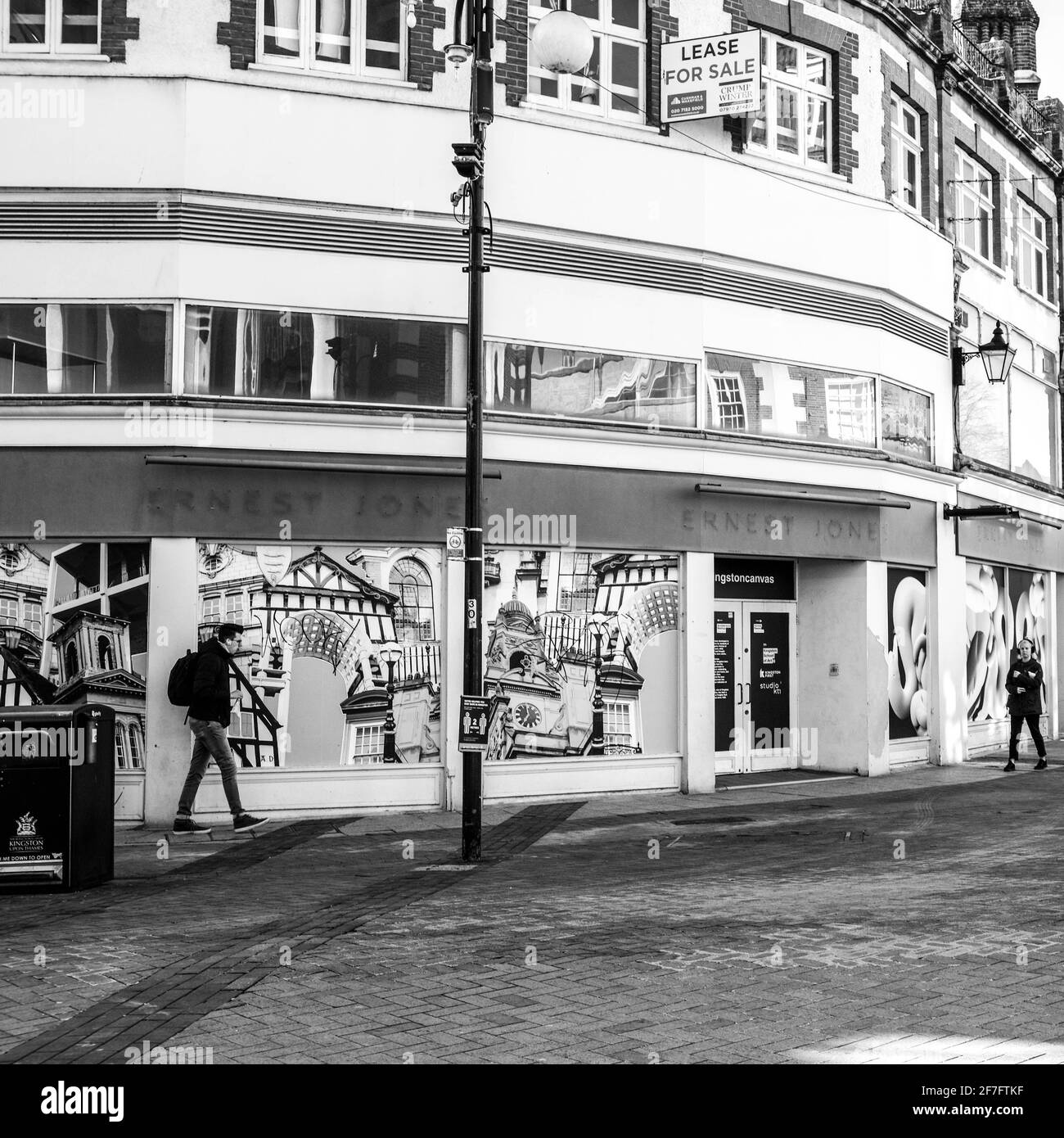 Kingston, London UK, April 7 2021, High Street Branch Of Ernest Jones Jewellers Closed During Covid-19 Coronavirus Pandemic Lockdown Stock Photo