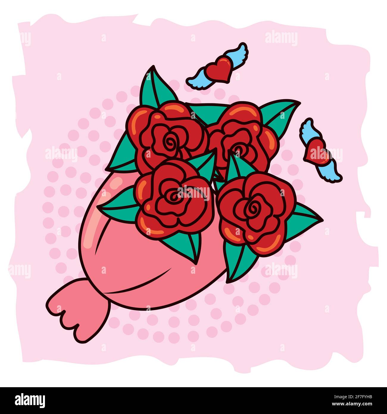 roses bouquet and hearts design Stock Vector Image & Art - Alamy
