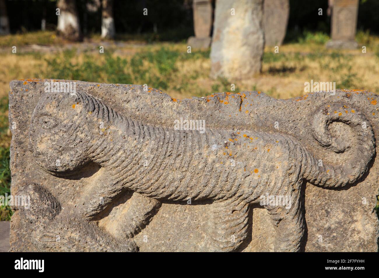 Armenia, Syunik Province , Sisian, Ancient stone animals Stock Photo