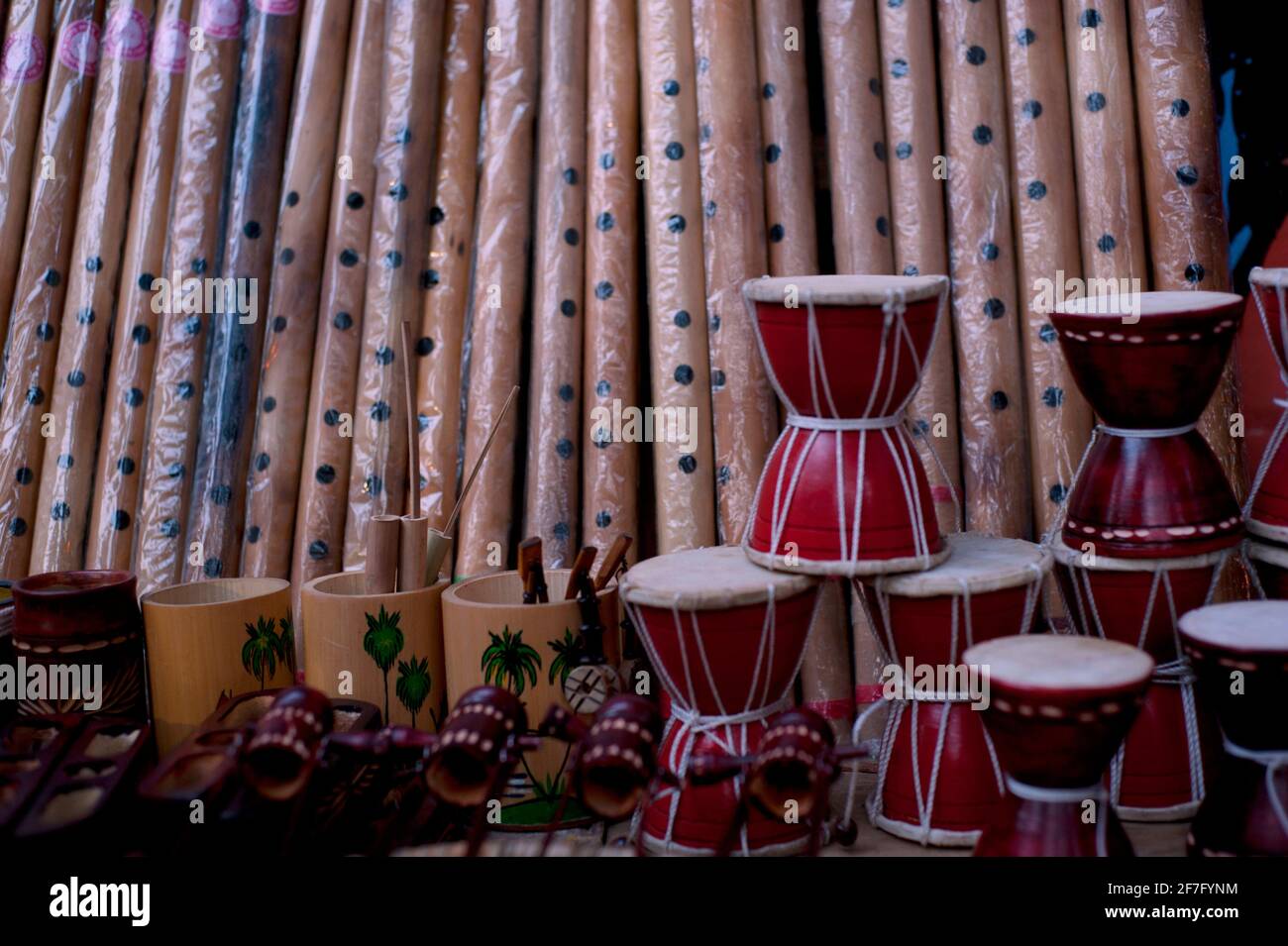 Bamboo made Handicrafts, Bangladeshi people attend a rally in celebration of the Bengali New Year or 'Pohela Baishakh'. Stock Photo
