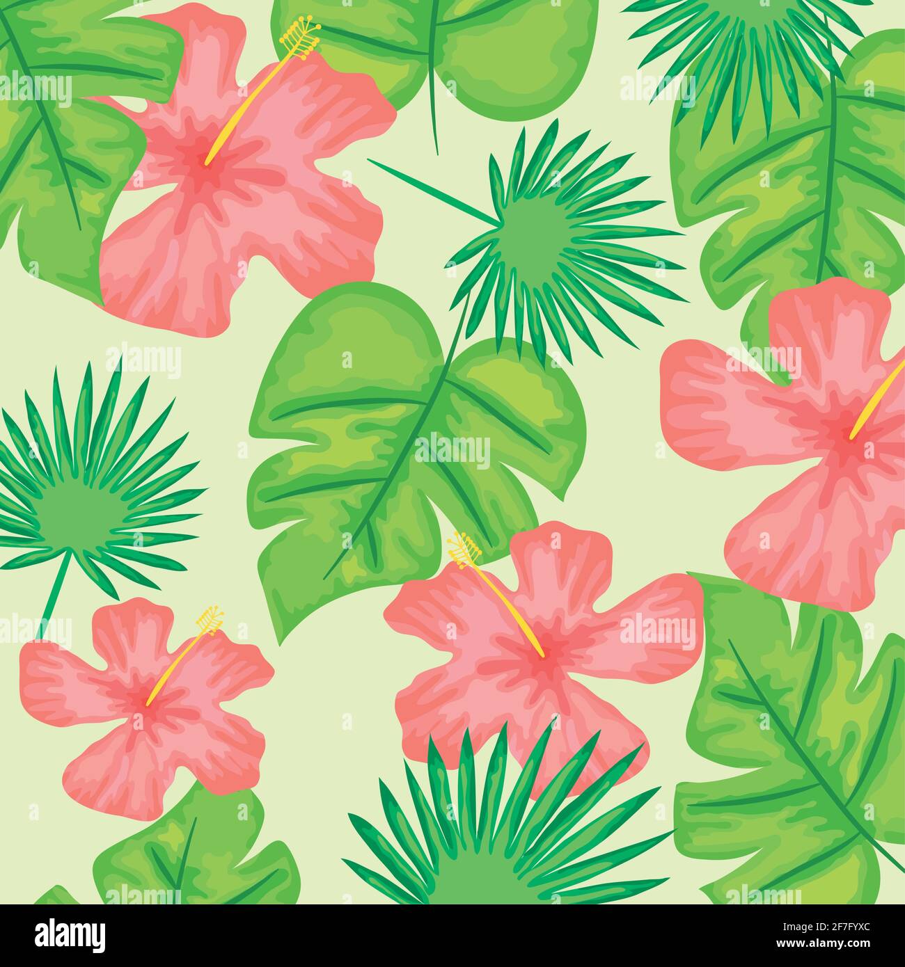 tropical leaves and flowers illustration Stock Vector Image & Art - Alamy