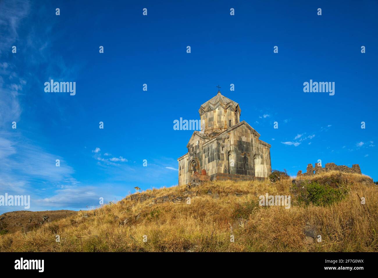 Armenia, Aragatsotn, Yerevan, Church of Surb Astvatsatsin also known as Vahramashen Church at Amberd fortress located on the slopes of Mount Aragats, Stock Photo