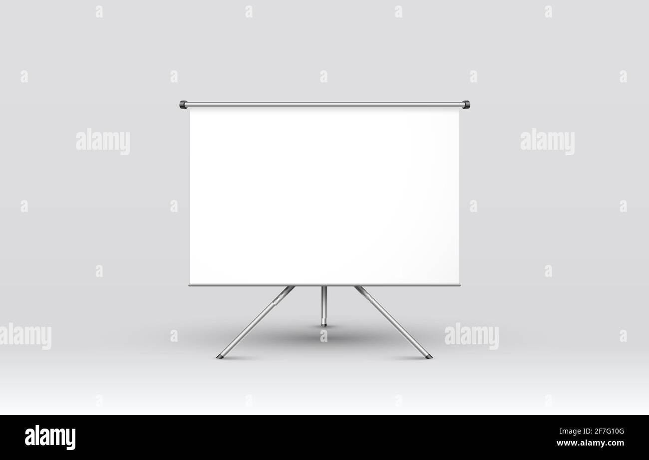 Scene presentations board, table white display. Vector illustration Stock Vector
