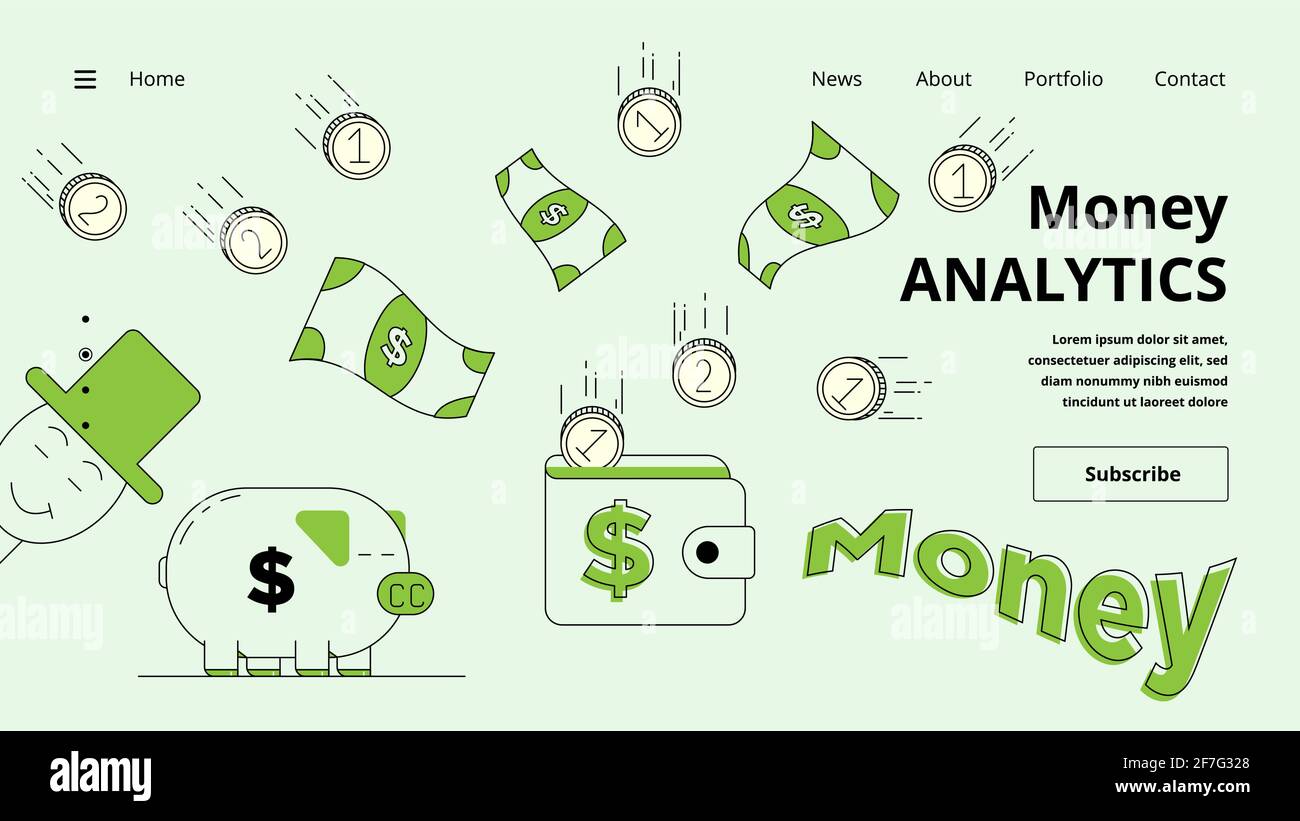 Money background in flat style on pastel green vector illustration. Stock Vector