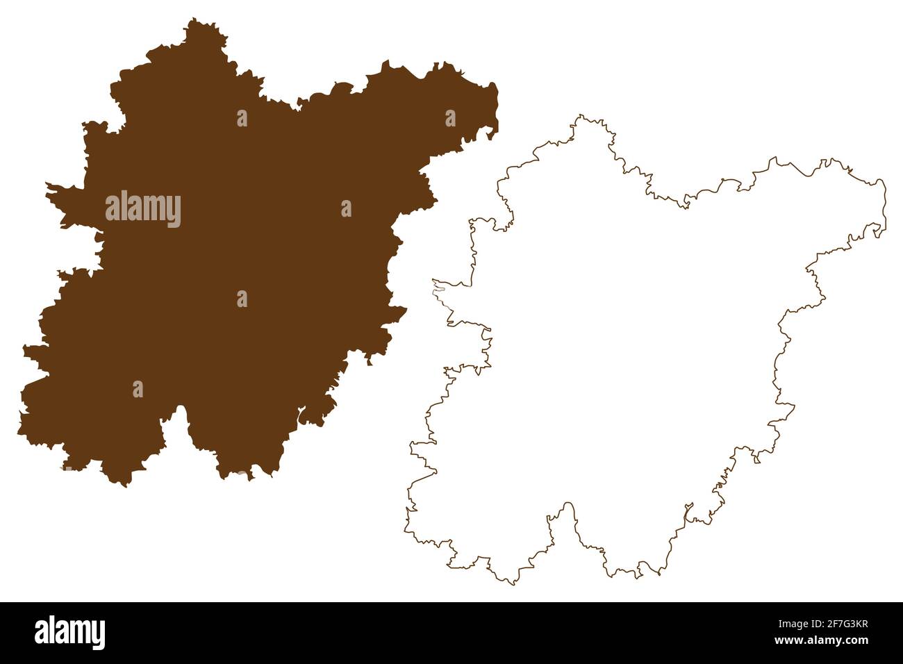 Schwandorf district (Federal Republic of Germany, rural district Upper Palatinate, Free State of Bavaria) map vector illustration, scribble sketch Sch Stock Vector