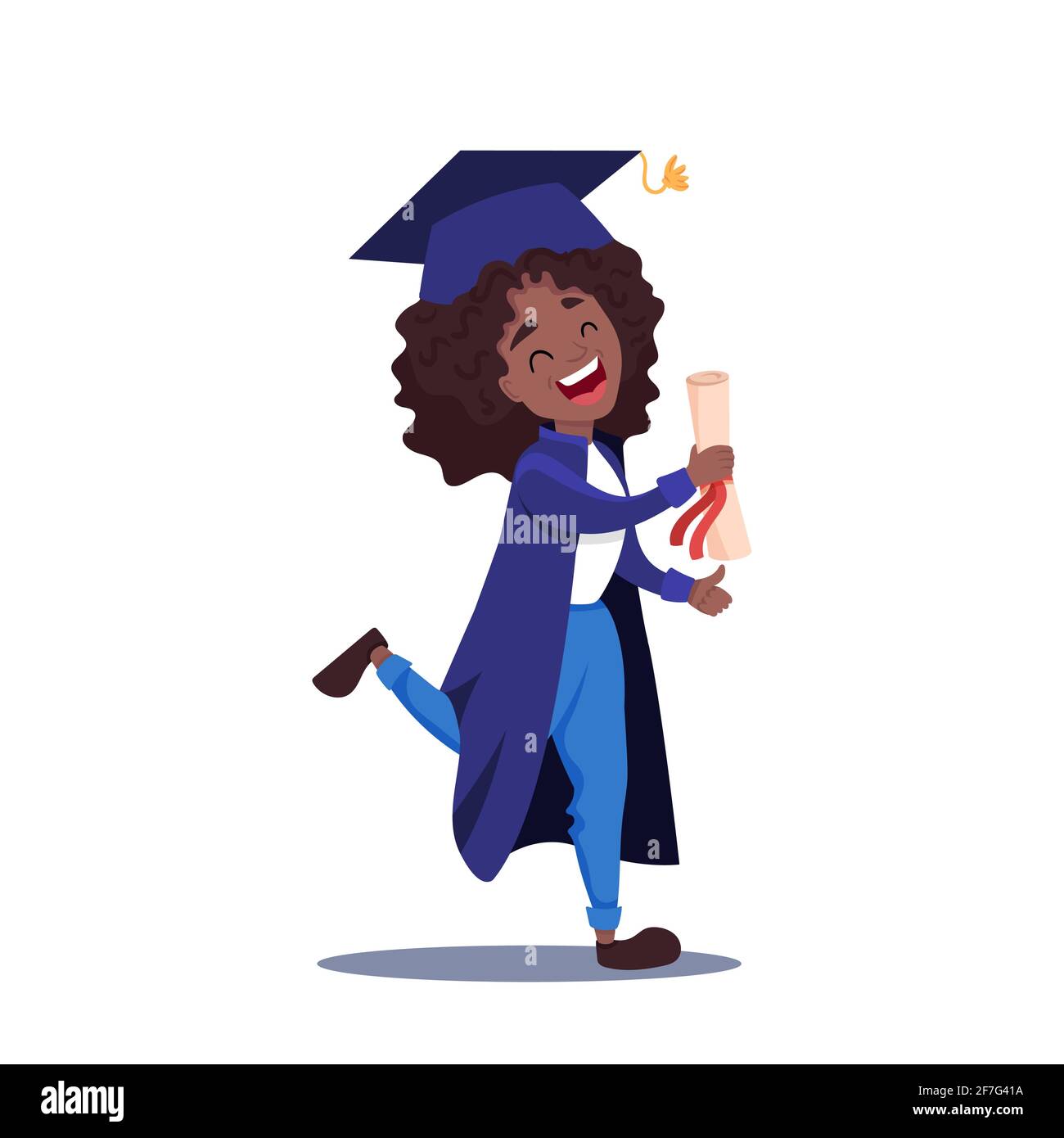 Woman graduate college. Happy graduate student with diploma, wearing a robe  and a square academic cap. Flat vector illustration on white background.  18969936 Vector Art at Vecteezy