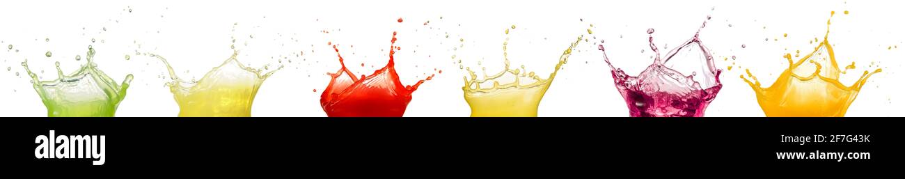 fruit juice splashes isolated on white background Stock Photo