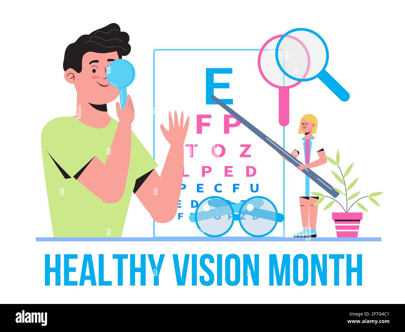 Healthy vision month concept vector. Medical ophthalmologist eyesight