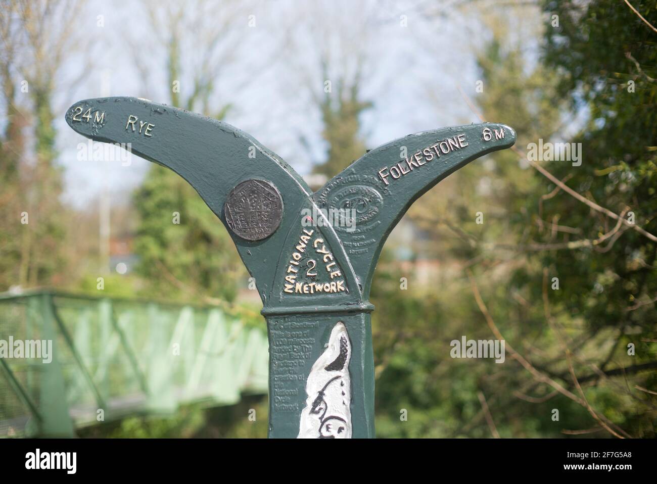 National Cycle network distance sign Stock Photo
