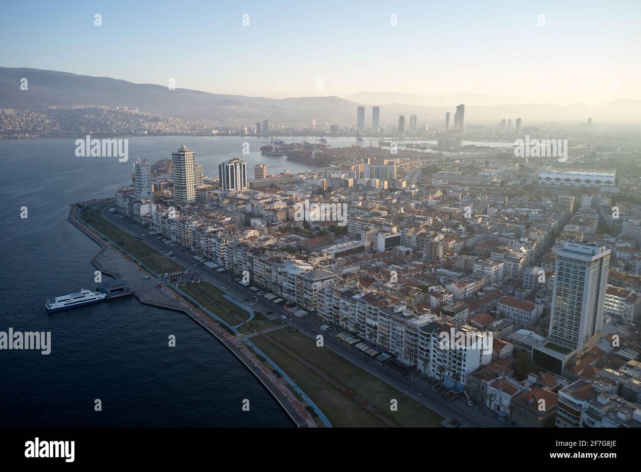 Aerial view of Izmir city by the sea in Turkey Stock Photo - Alamy