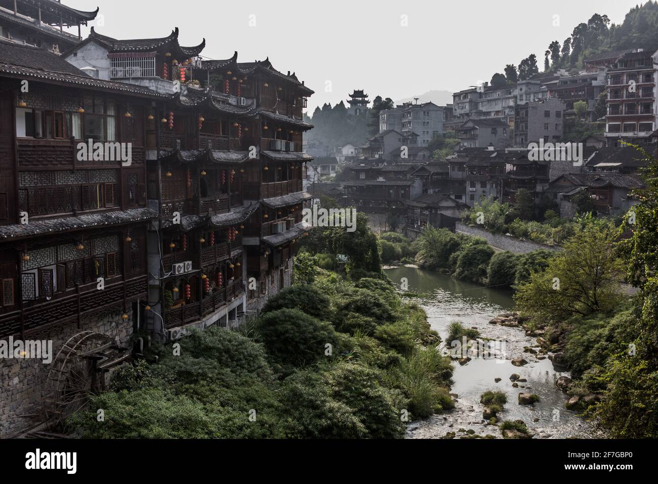View of Furong Ancient Town (Furong Zhen, Hibiscus Town), China Stock Photo