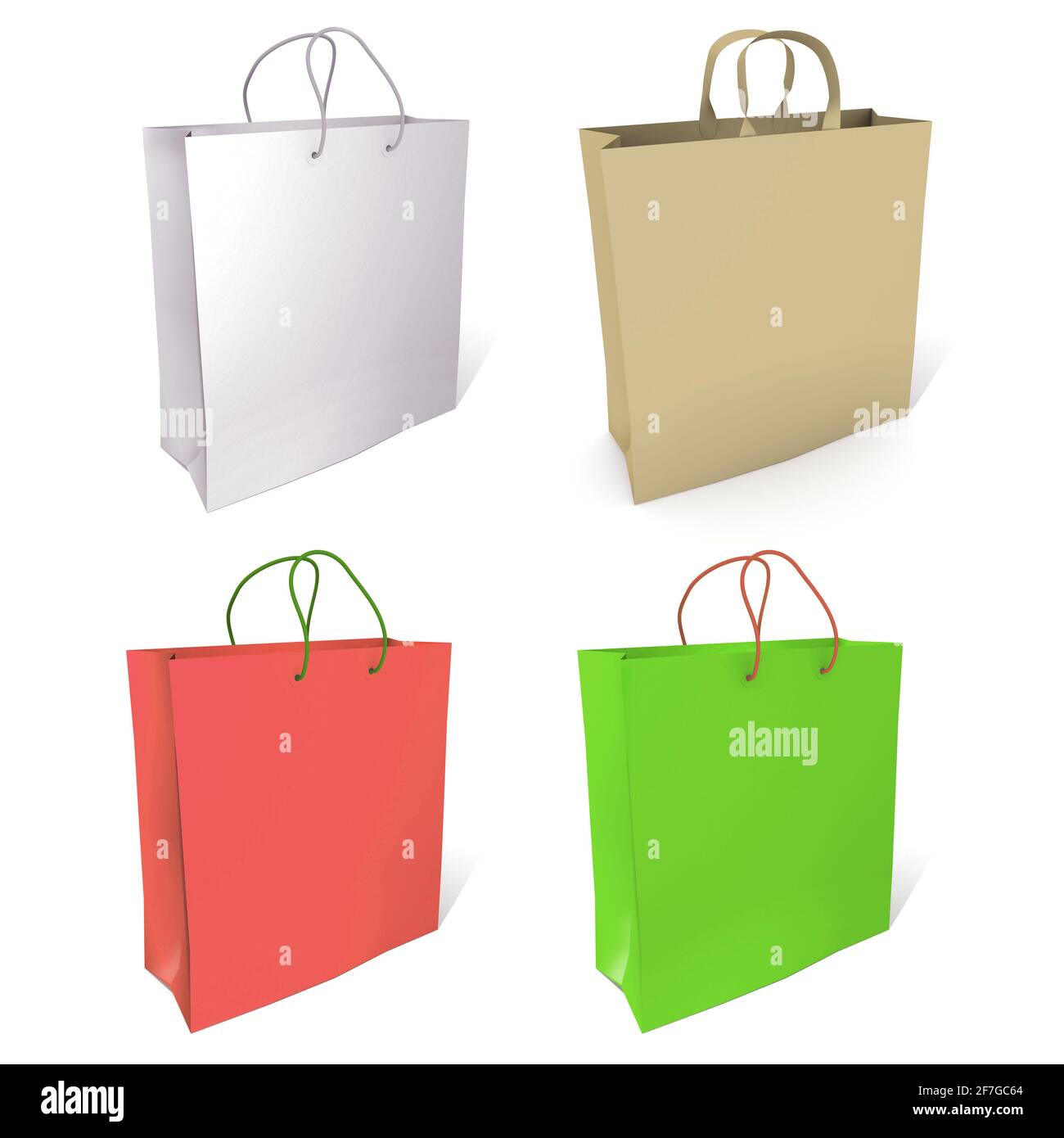 Colored paper shopping bags set on white background Stock Photo